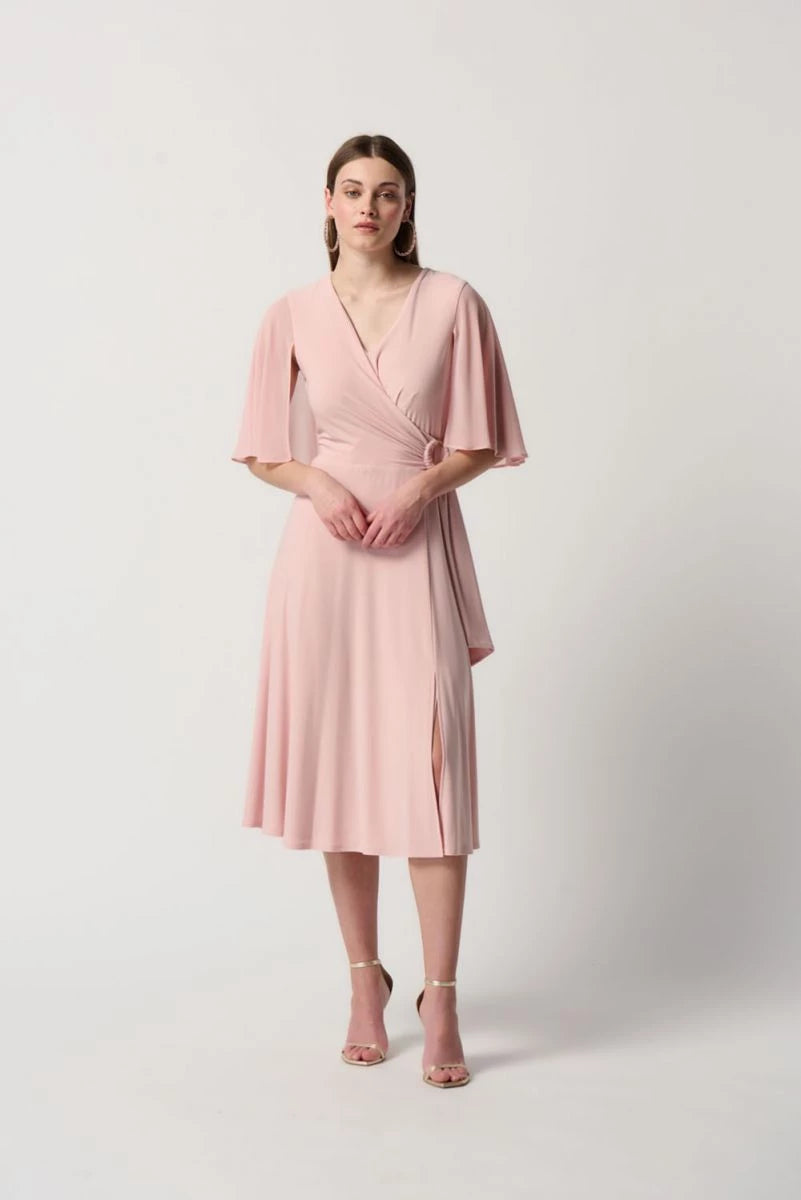 Silky Knit Fit And Flare Dress In Rose 231757