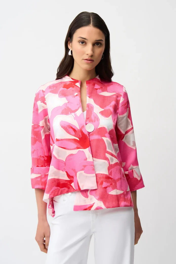 Pink/Multi Floral Asymmetric Swing Jacket 261180