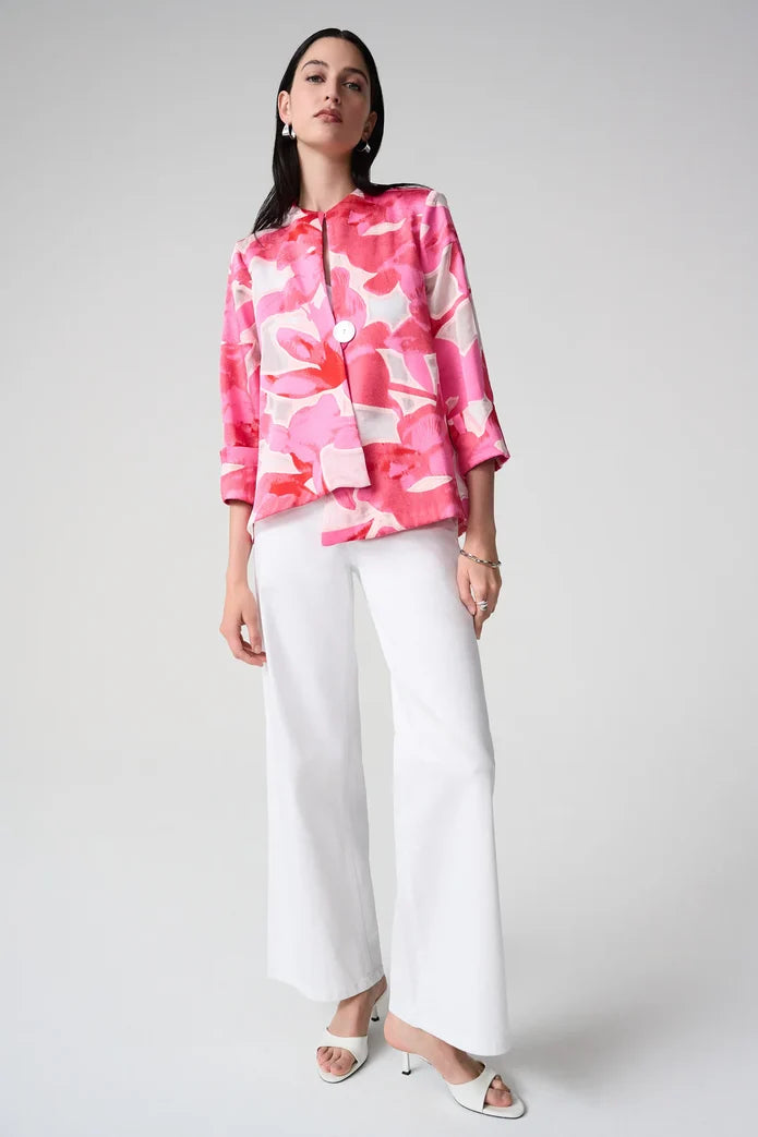 Pink/Multi Floral Asymmetric Swing Jacket 261180