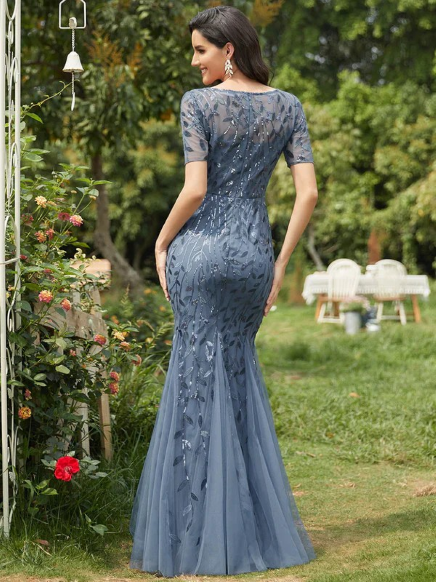 Sequin Fishtail Tulle Gown