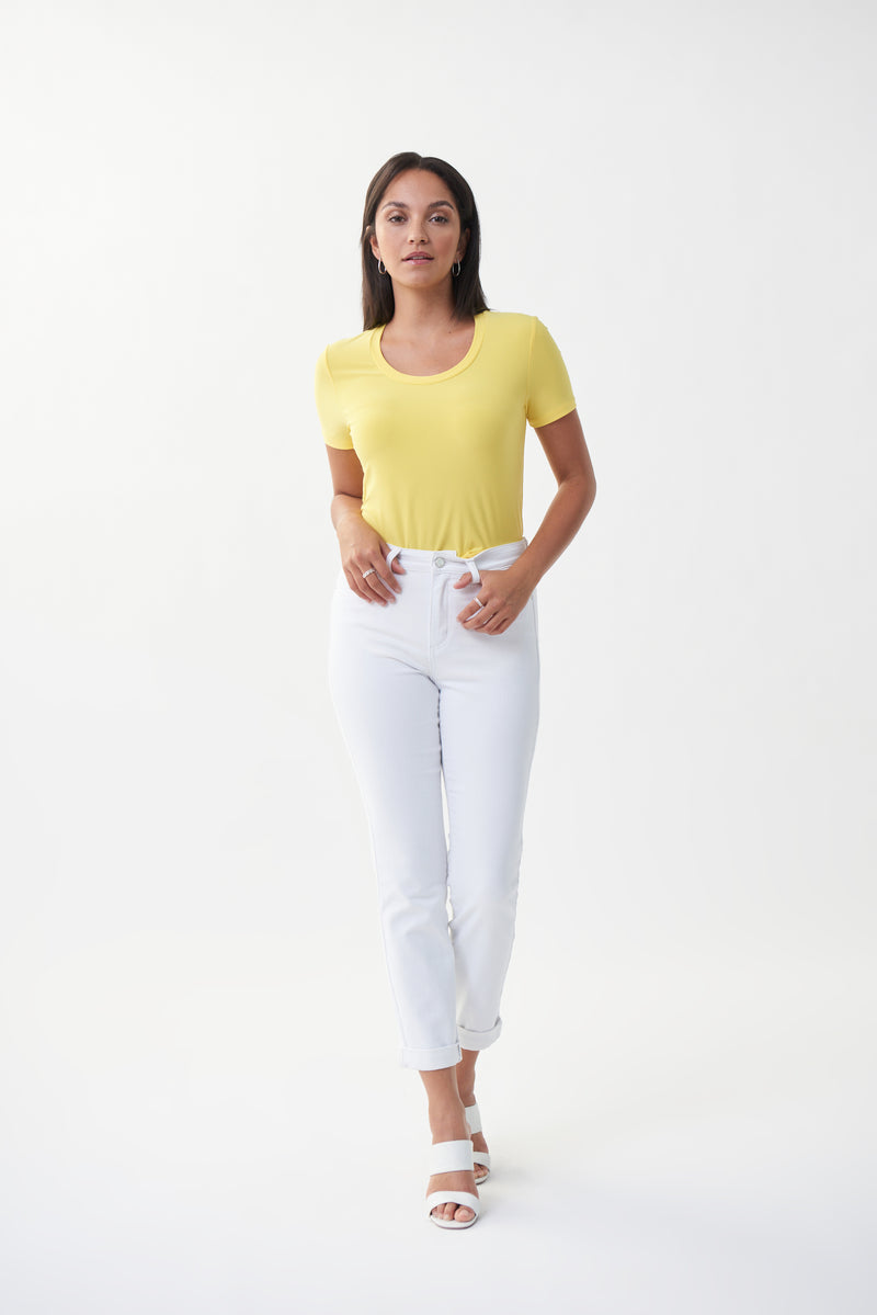Rounded Hem Tee in Limoncello 183220 - After Hours Boutique