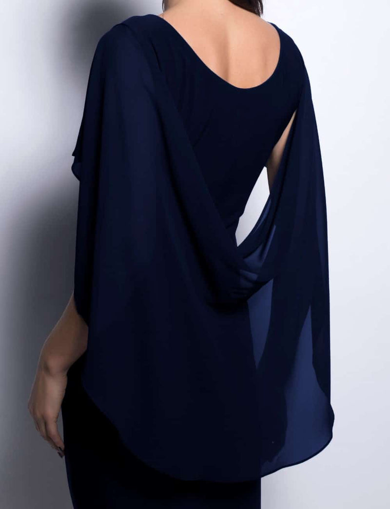 Chiffon & Diamante Dress in Navy Blue  209228 - After Hours Boutique