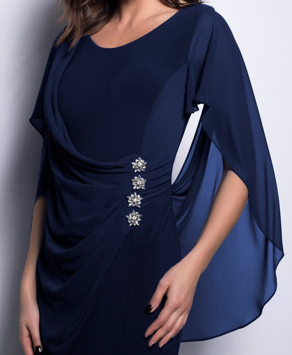 Chiffon & Diamante Dress in Navy Blue  209228 - After Hours Boutique