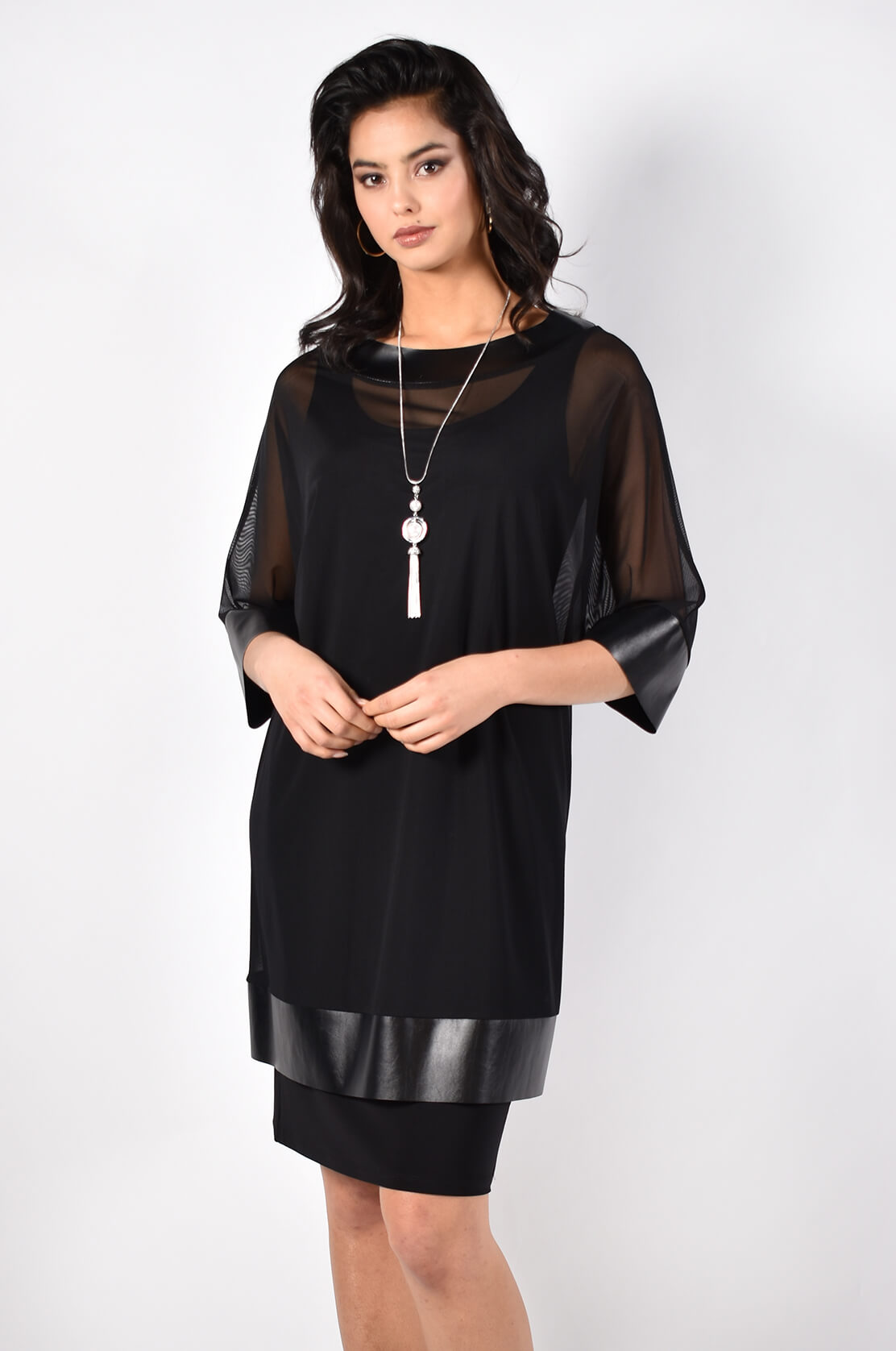 Satin & Chiffon Overlay Top/Dress 213435 - After Hours Boutique