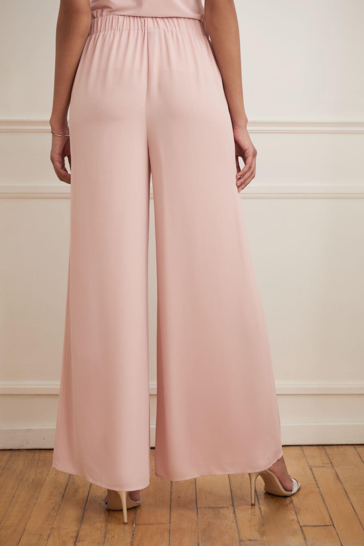Soft Pink Silky Knit Wide Pant -221345 - After Hours Boutique