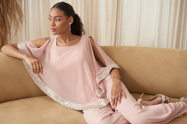 Soft Pink Silky Knit Wide Pant -221345 - After Hours Boutique