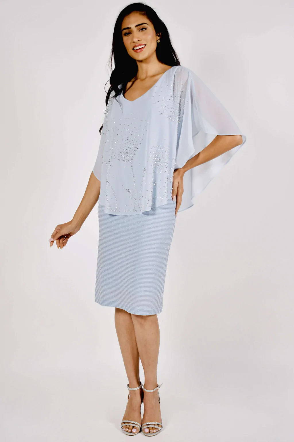 Baby Blue Lurex Dress 222188 - After Hours Boutique