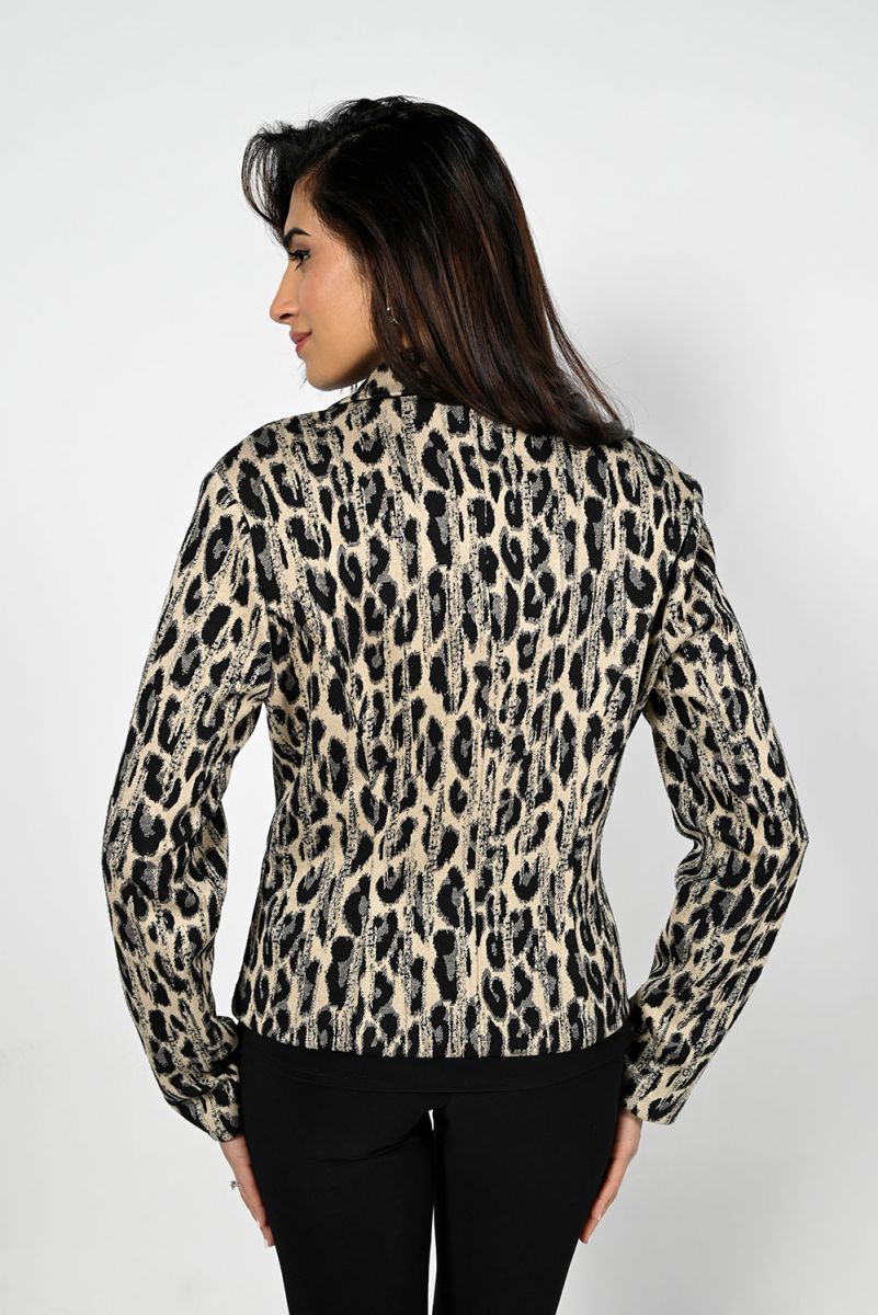 Gold and Black Leopard Print Knit Jacket - After Hours Boutique