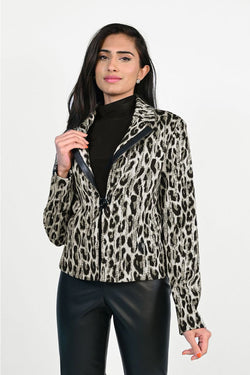 Gold and Black Leopard Print Knit Jacket - After Hours Boutique