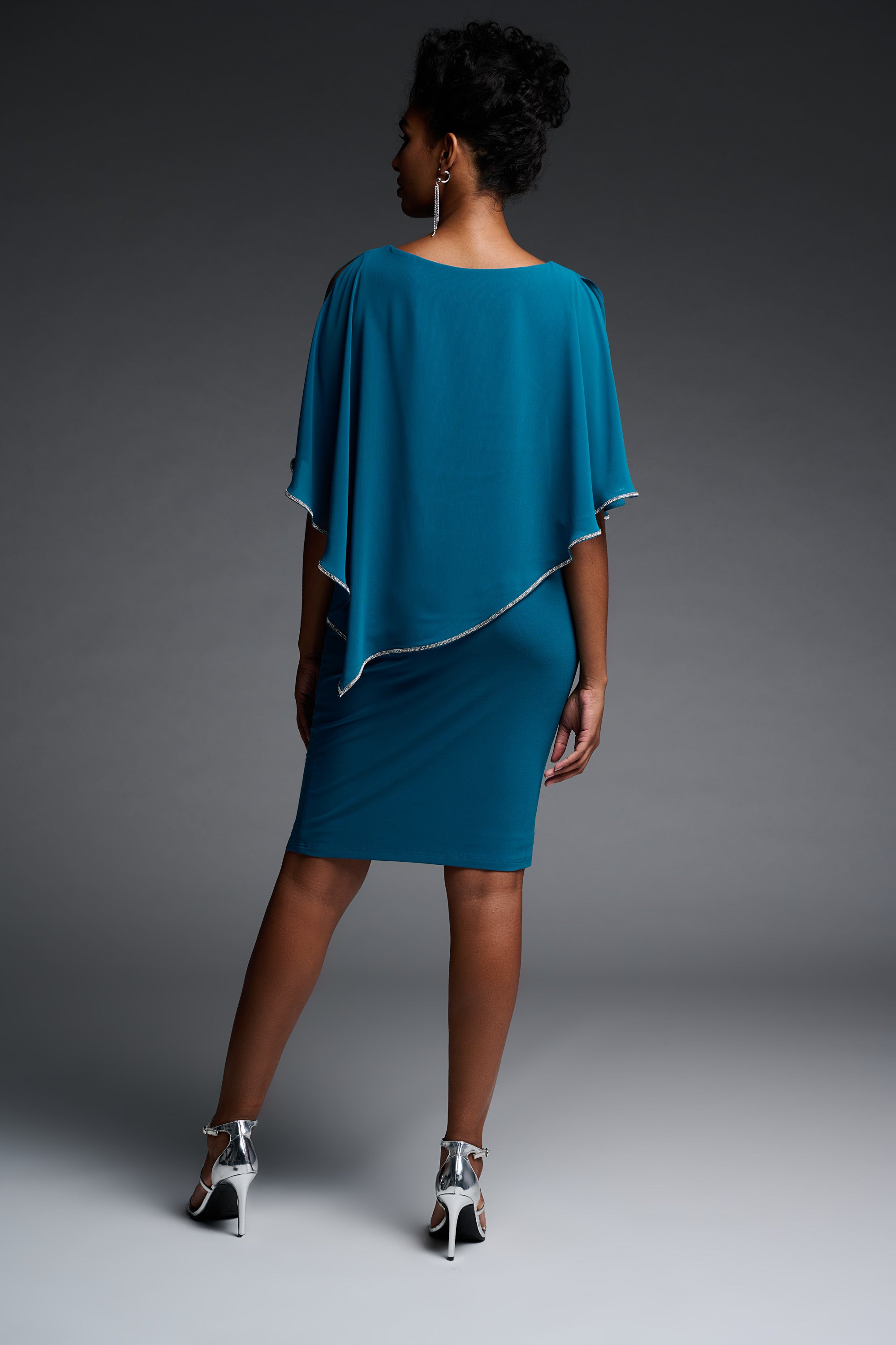 Layered Dress With Cape Overlay in Lagoon 223762 - After Hours Boutique