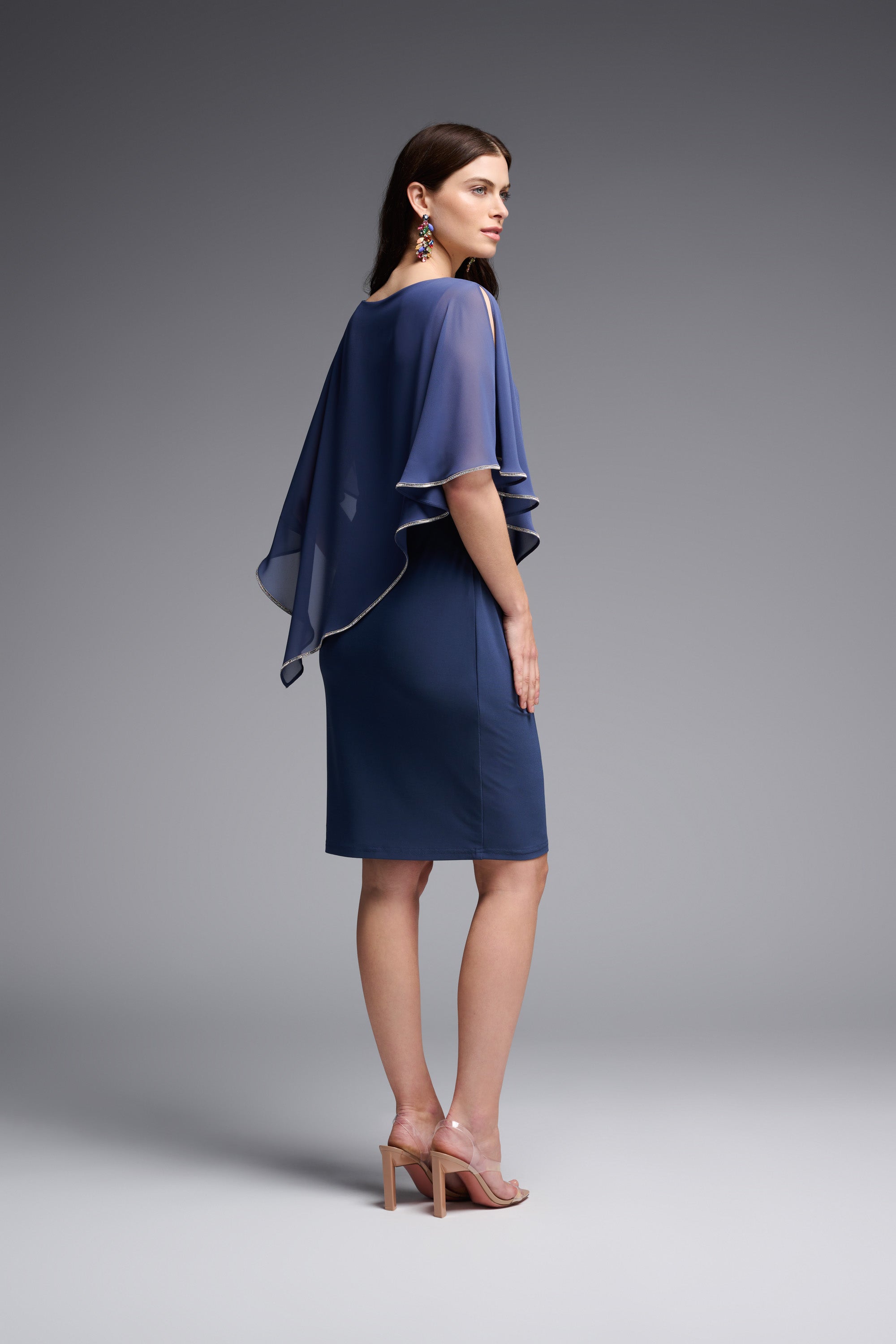 Layered Dress With Cape Overlay in Mineral Blue 223762 - After Hours Boutique