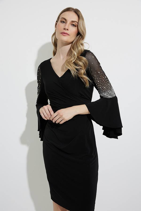 Silky Knit Wrap Dress With Statement Sleeves 224005