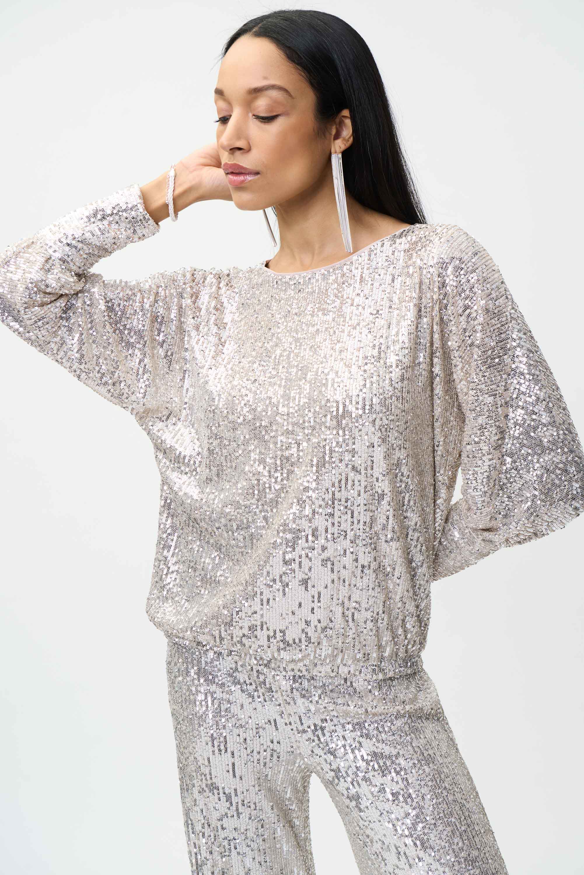 Sequin Dolman Sleeve Top 224211 - After Hours Boutique