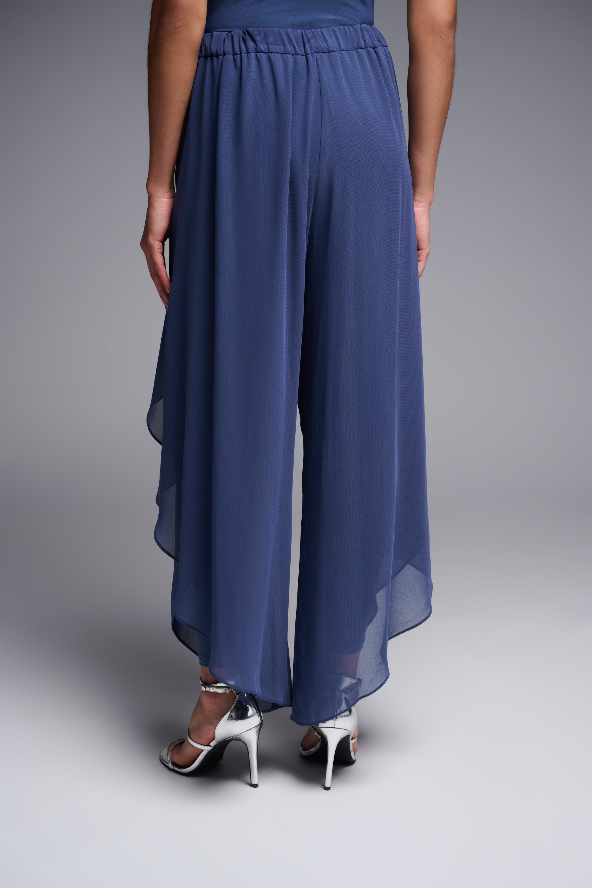 Chiffon And Silky Knit Wide Leg Pants In Mineral Blue 231737 - After Hours Boutique
