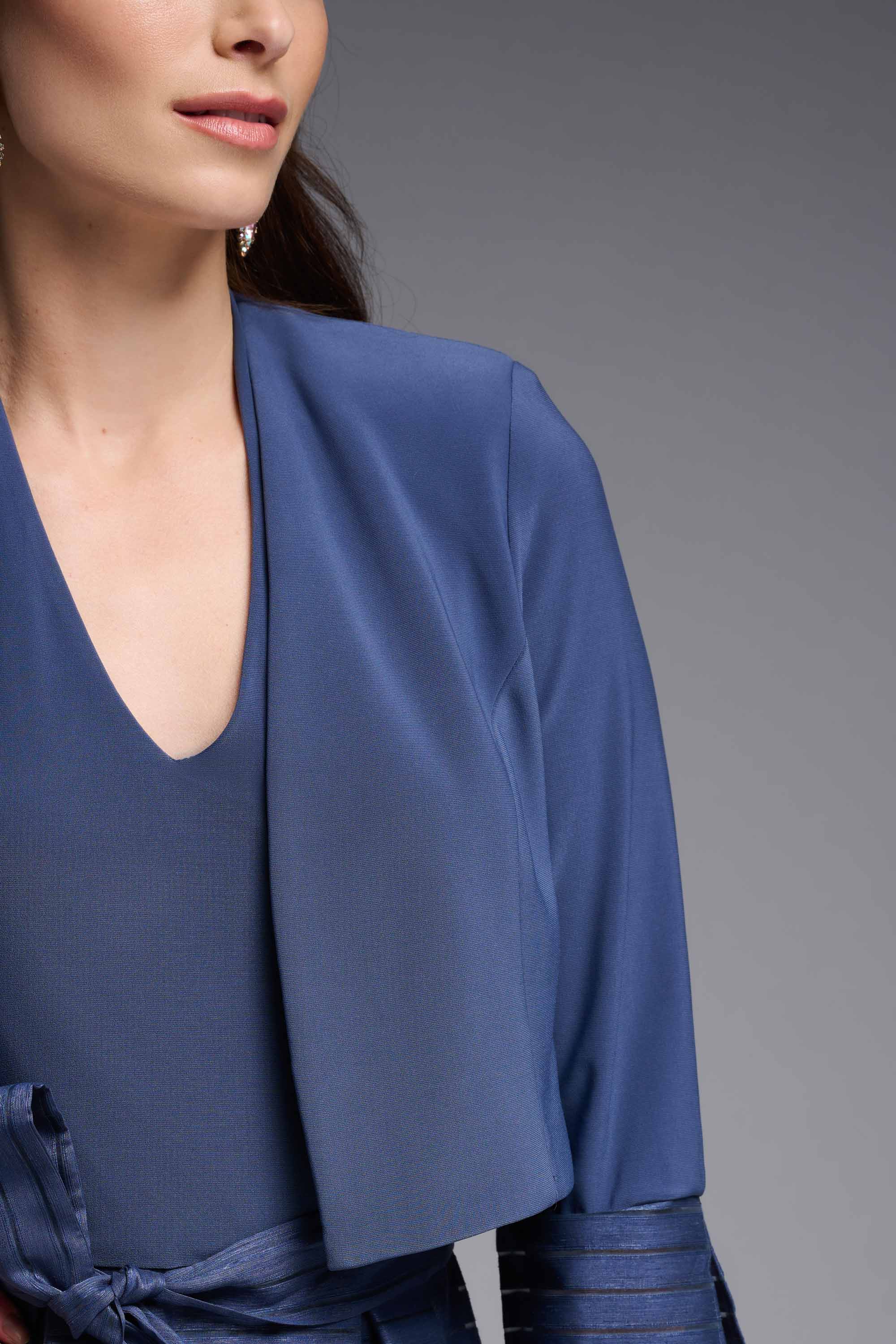 Classic Open Front Bolero In Mineral Blue 231748 - After Hours Boutique