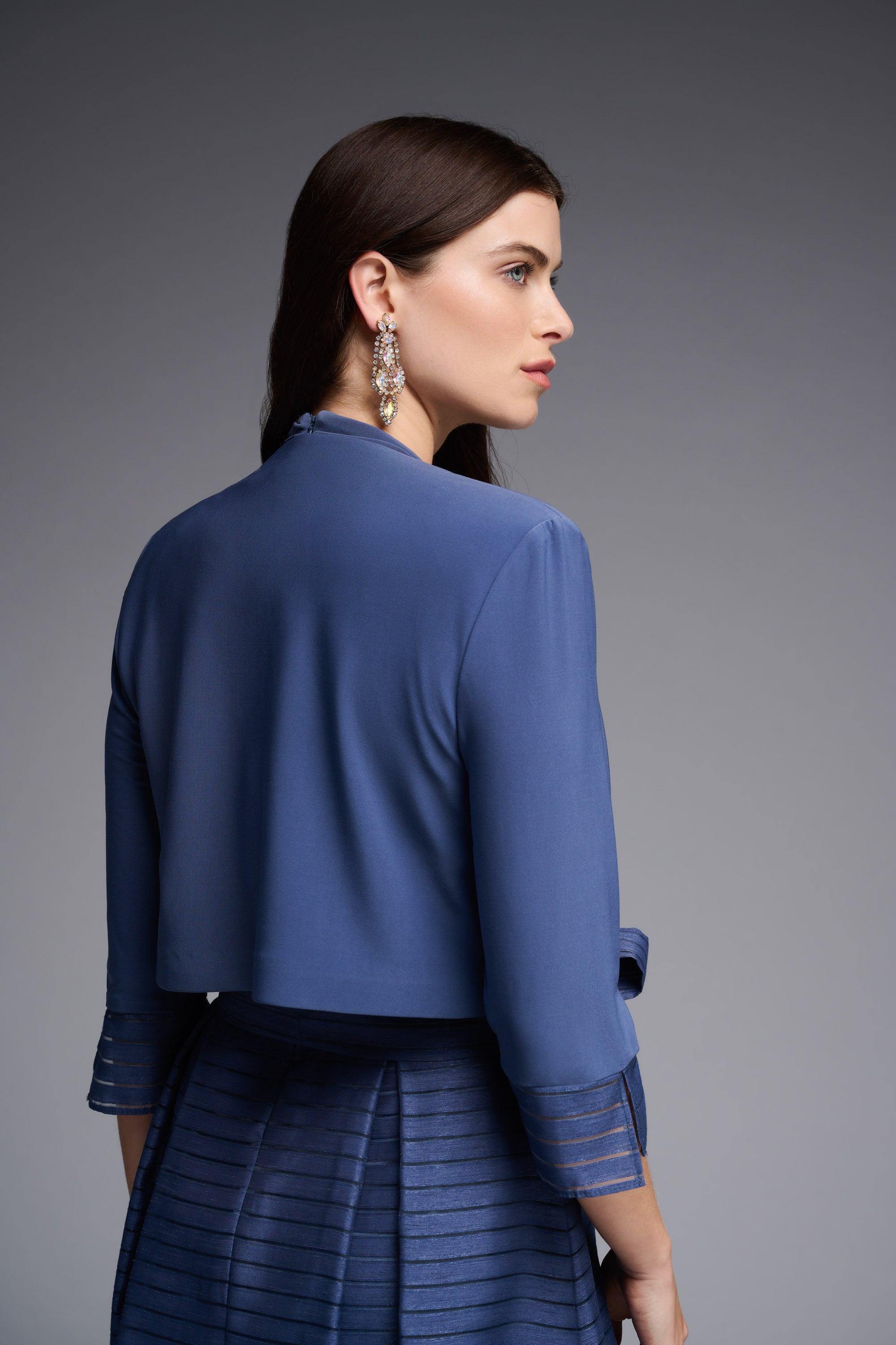 Classic Open Front Bolero In Mineral Blue 231748 - After Hours Boutique