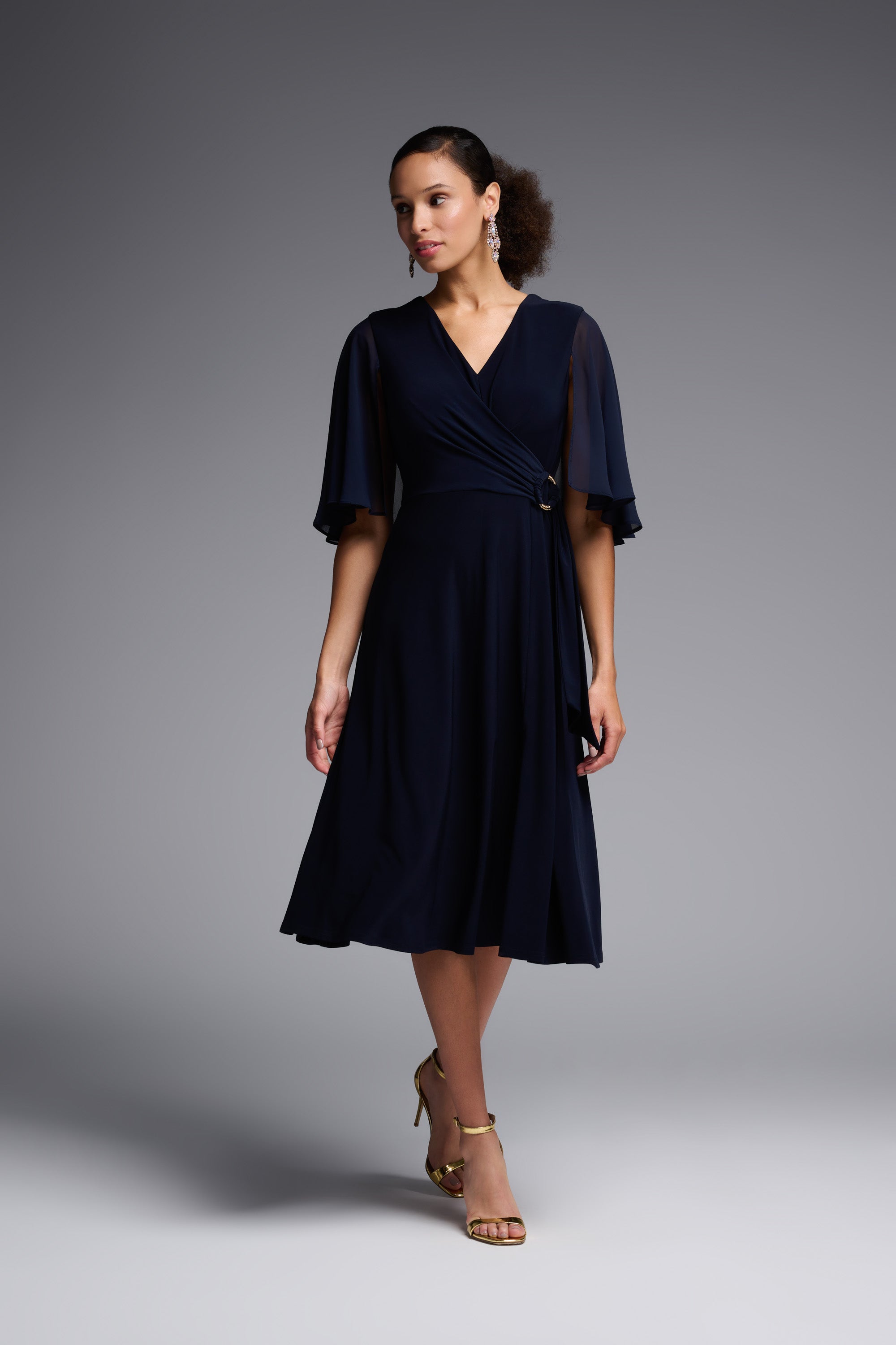 Silky Knit Fit And Flare Dress In Navy 231757 - After Hours Boutique