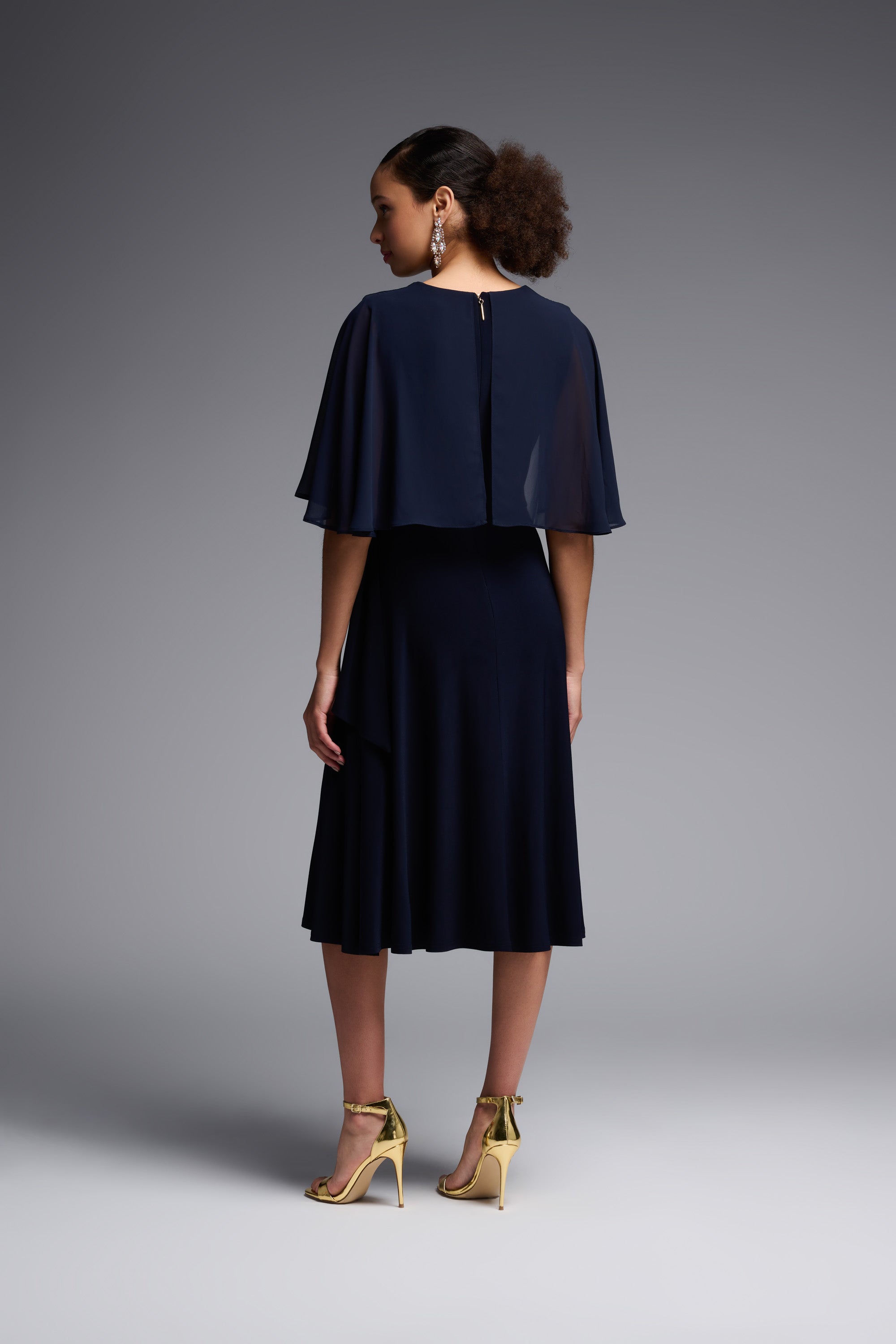 Silky Knit Fit And Flare Dress In Navy 231757 - After Hours Boutique