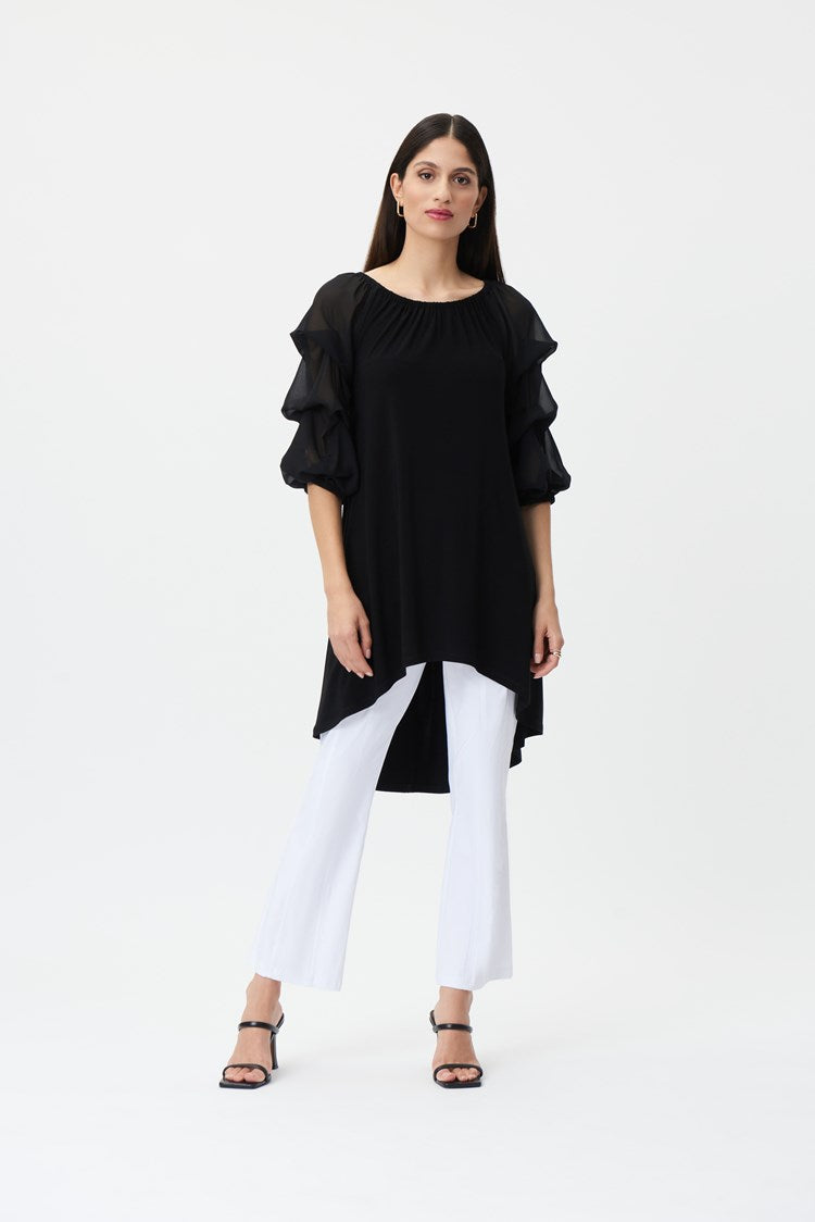 High-Low On-Off Shoulder Tunic in Black 232136