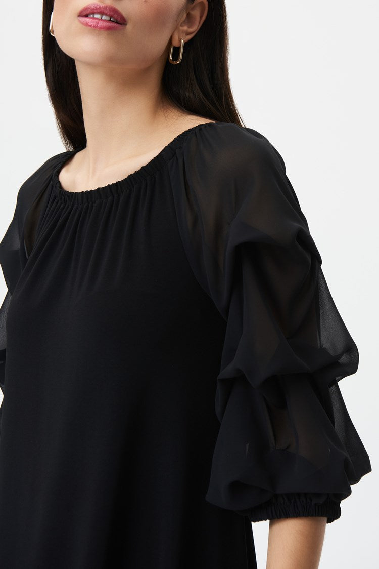 High-Low On-Off Shoulder Tunic in Black 232136