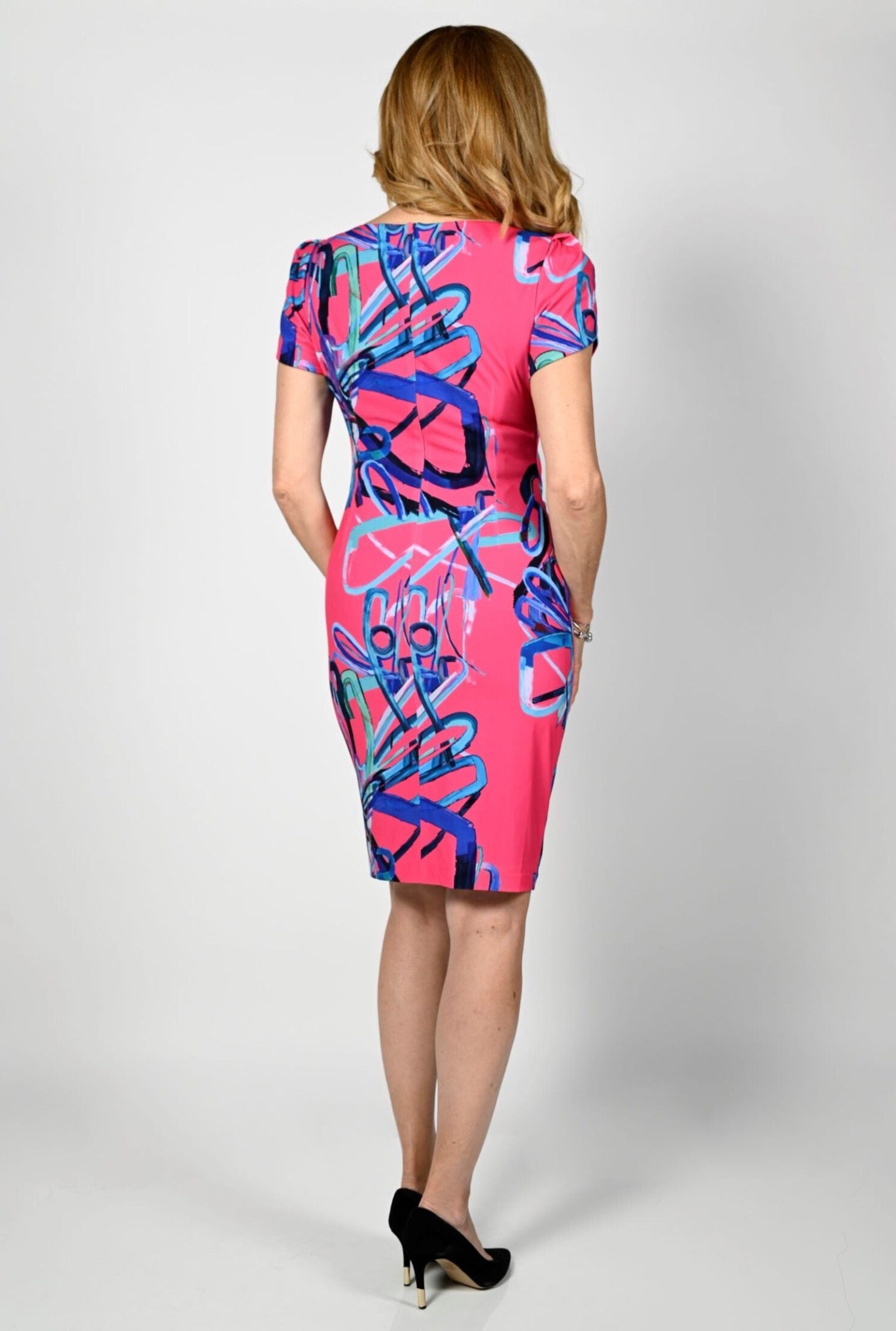 Fuchsia & Royal Print Dress 236388