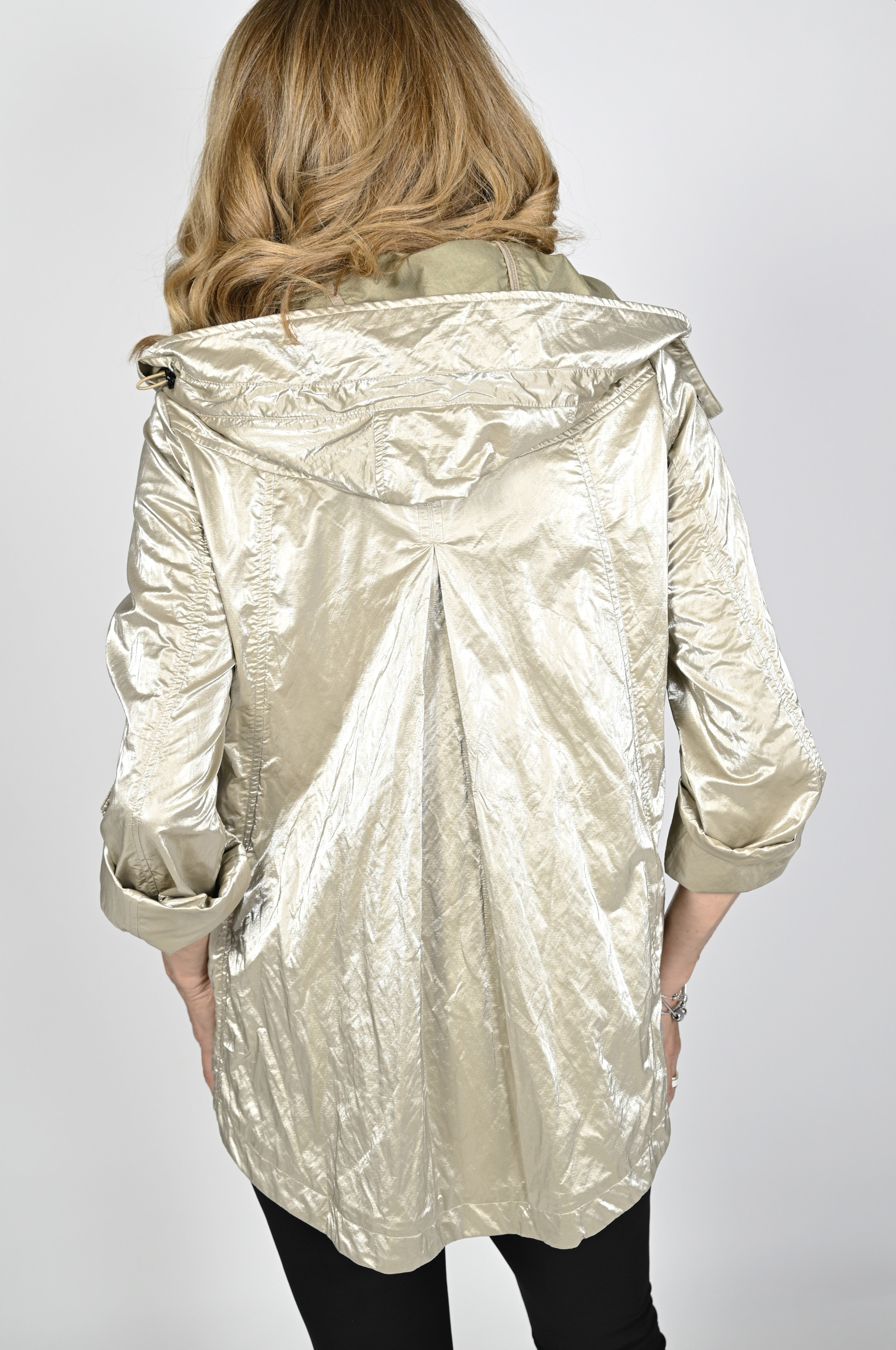Metallic Fashion Rain Coat in Beige 236685U