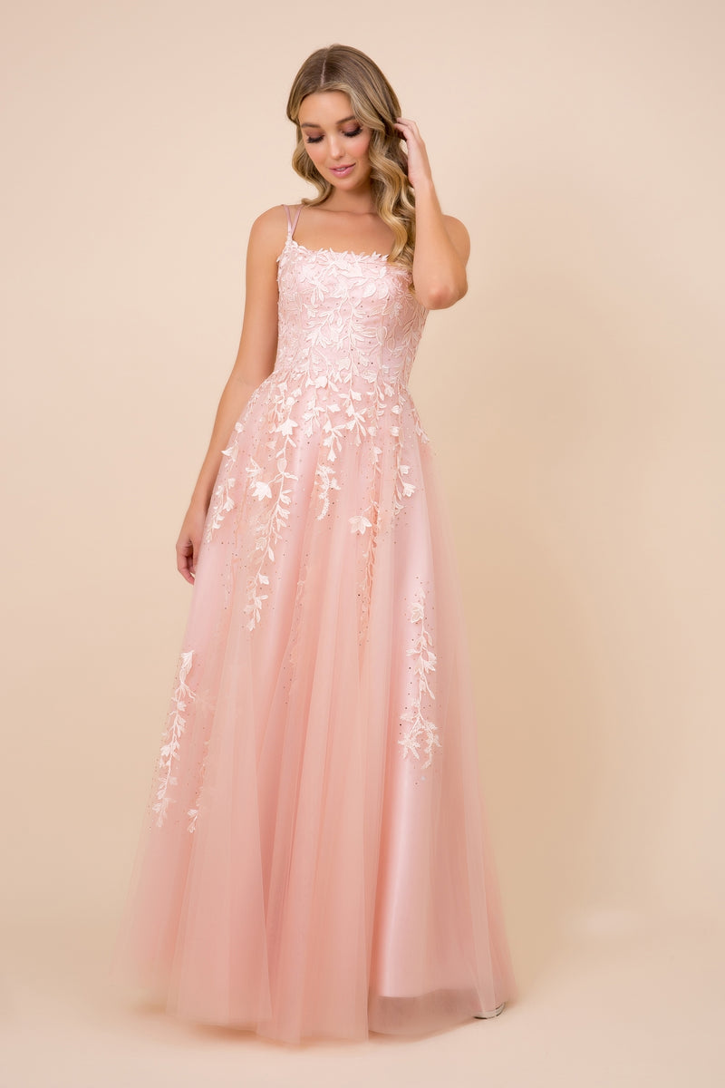 Floral Tulle Corset Gown in Rose A514DR