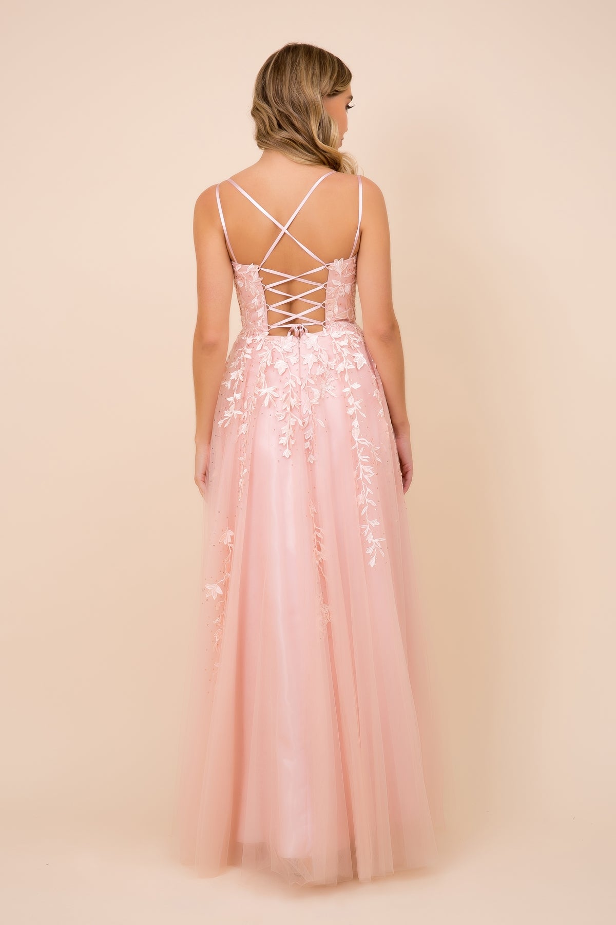 Floral Tulle Corset Gown in Rose A514DR - After Hours Boutique