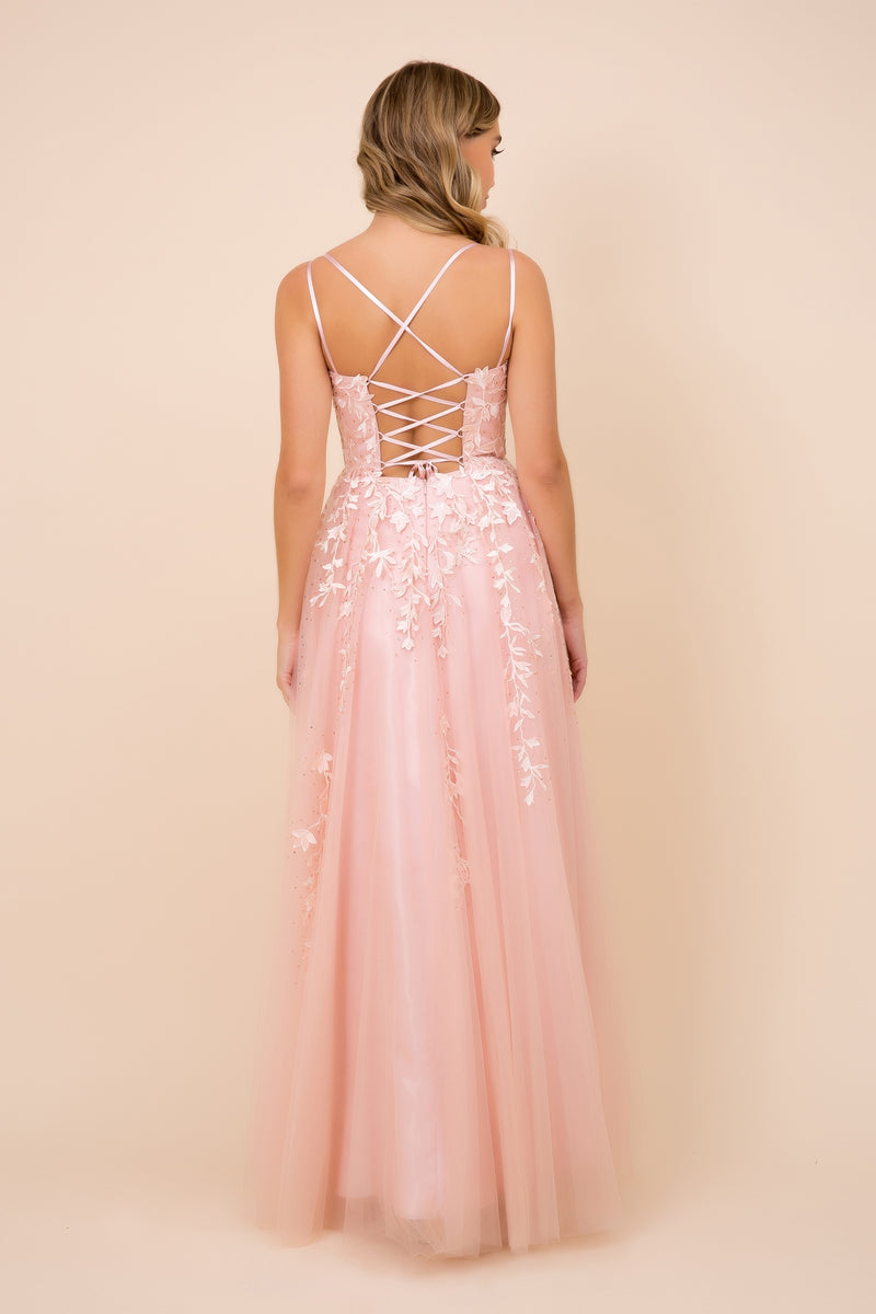 Floral Tulle Corset Gown in Rose A514DR