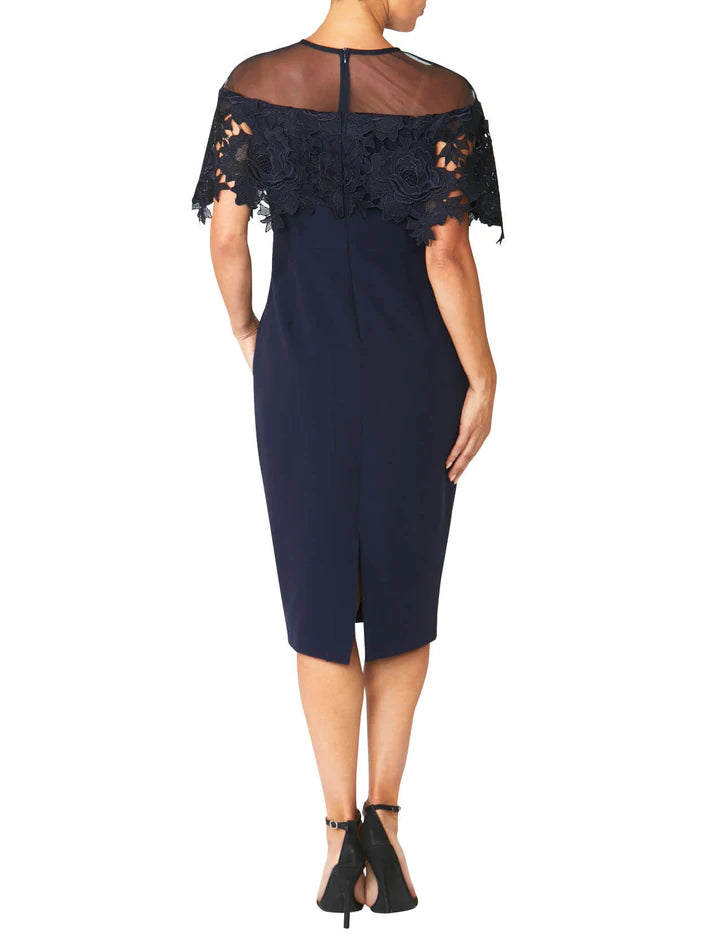 Navy Lace and Crepe Dress DF14563 - After Hours Boutique