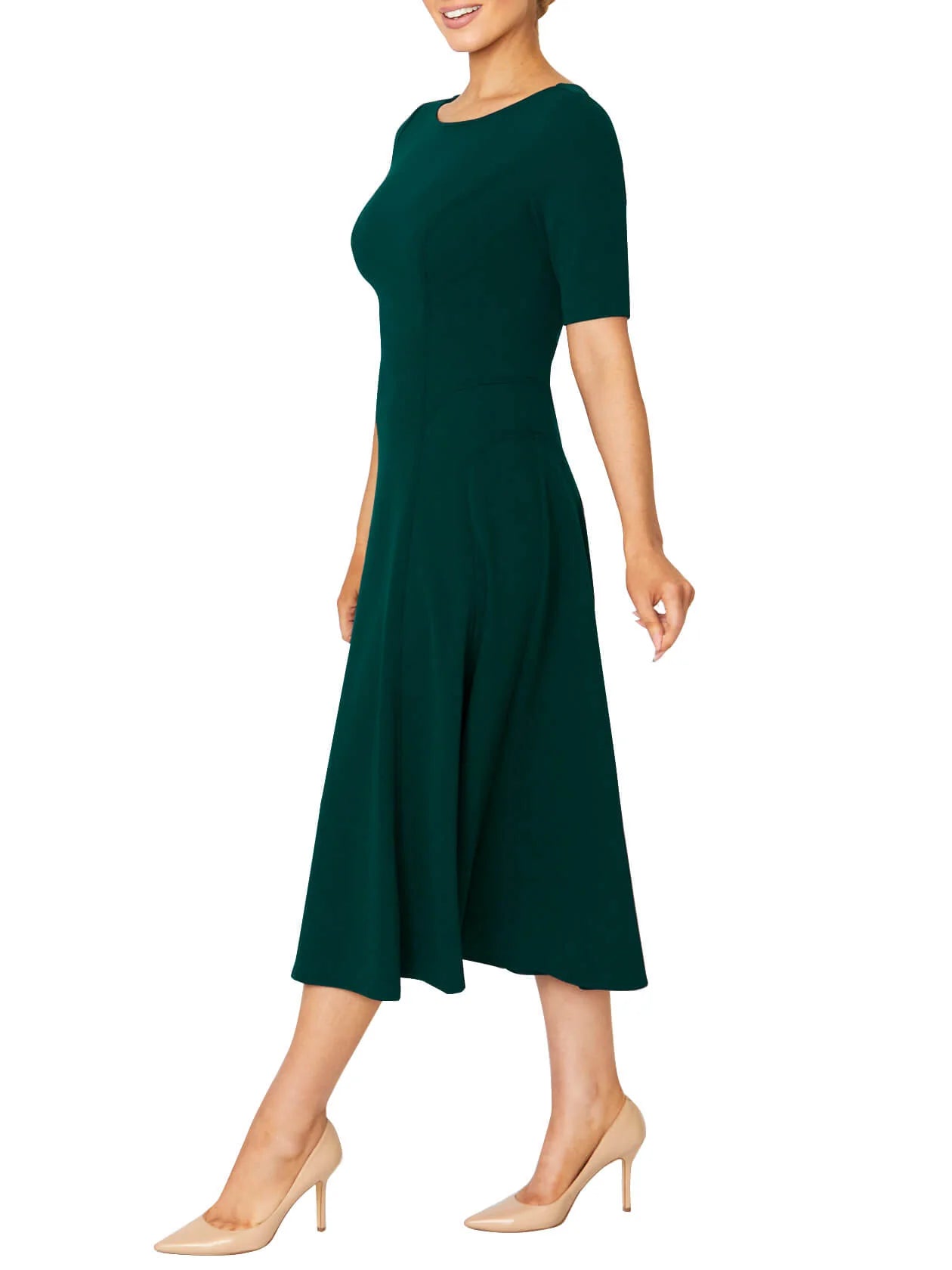 Dark Teal Stretch Scuba A-Line Dress MG16639 - After Hours Boutique