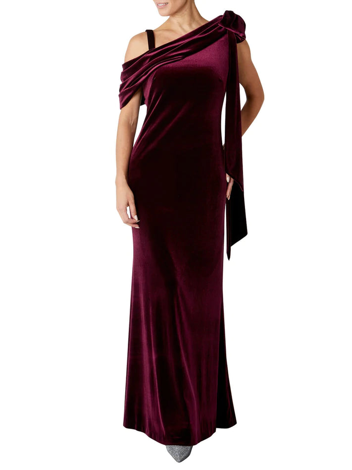 Plum Red Velour Gown - After Hours Boutique