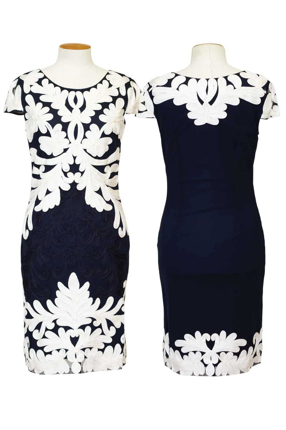 Navy and Off White Knit Dress  - 68109U - After Hours Boutique