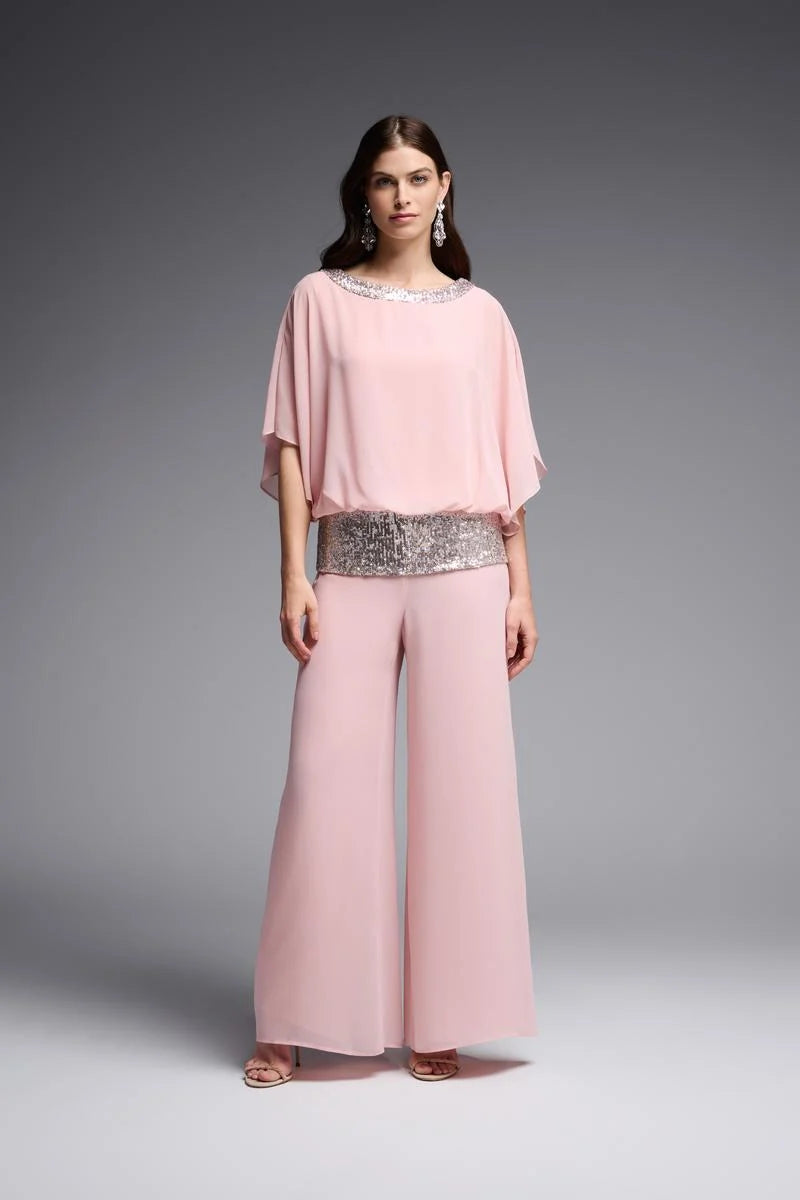 Chiffon Wide-Leg Pull On Pants in Rose 223751