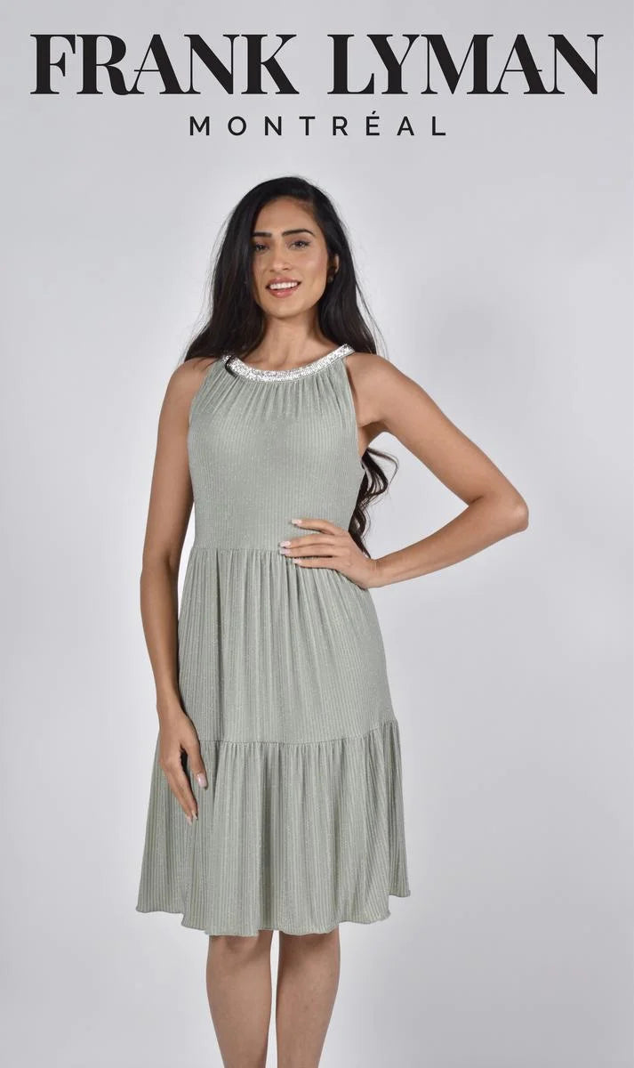 Tea Green Tiered Dress 222191 - After Hours Boutique