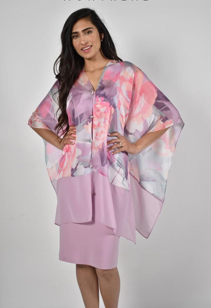 Orchid Print Shawl Dress 228249 - After Hours Boutique